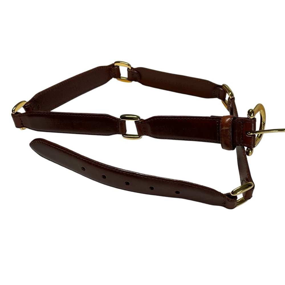 Fossil Women's Brown Leather Brass Hardware Classic Utility Multi Link Belt